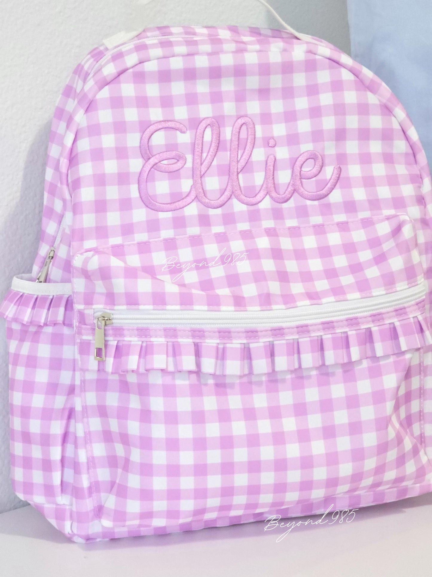 Purple Gingham Backpacks with Ruffles