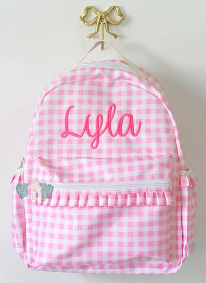 Pink Gingham Backpacks  with Ruffles