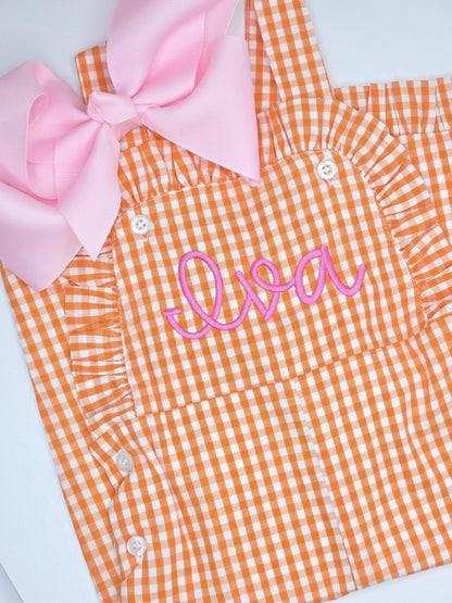 Girls Gingham Ruffle Longall